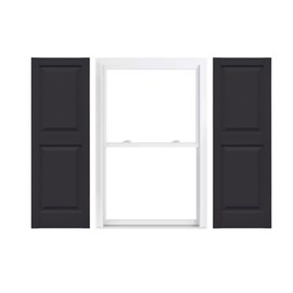Duralok Vinyl Exterior Shutters | One Pair | Raised Panel with Mid Rail (50/50 Split) Exterior Window Shutters | 14.5" x 43" | Black | Simple Installation + Hardware Included | Made in The US