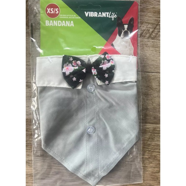 Vibrant Life Bow Tie Dog Bandana Size Xs/S Floral Fancy