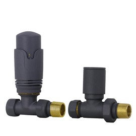 NRG Straight TRV Thermostatic Radiator Valve with Free Manual Straight Valve Anthracite