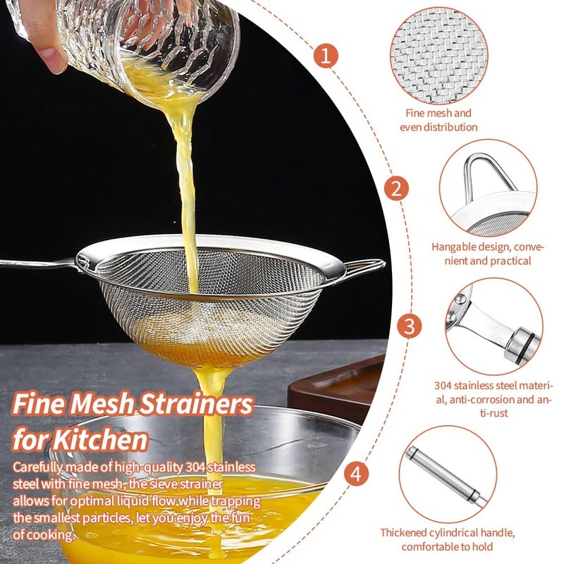 CODIRATO Stainless Steel Fine Mesh Strainers, Mini Fine Mesh Sieve