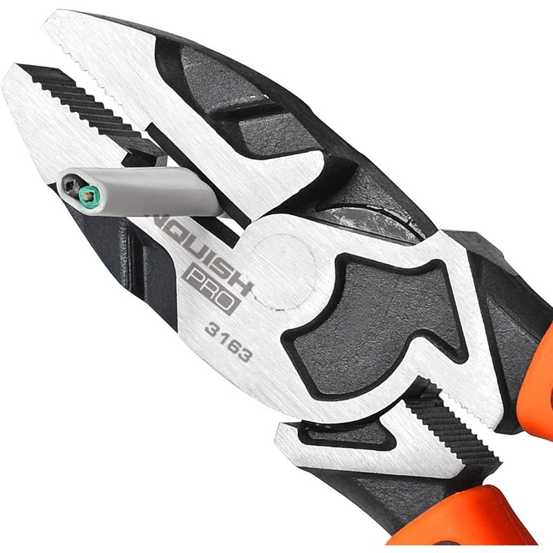 Vanquish 8 Inch Linemans Pliers High-Leverage Linesman Pliers with Side