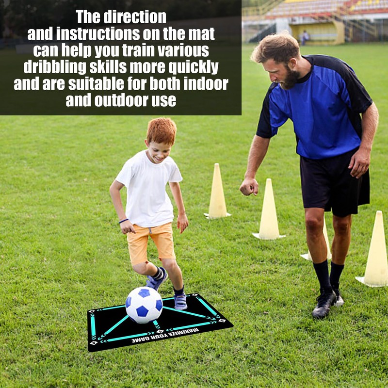 1 Piece Football Training Mat, 4 Pieces Triangular Non-Slip Stickers,