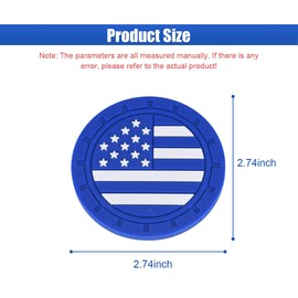 4PCS American Flag Car Cup Holder Coasters, 2.74 Inch Anti Slip Dustproof Insert Car Coasters, Embedded Water Bottle Holder Pads, Universal Drink Mats, Car Interior Accessories (Blue)