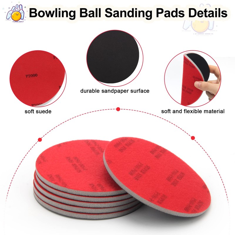 Windspeed 6+1 Pack Bowling Ball Sanding Pads with Bowling Towels,