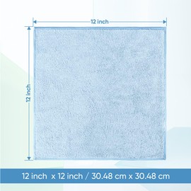 HOMEXCEL Microfiber Washcloths 12 Pack, Highly Absorbent and Soft Face Towel, Multi-Purpose Wash Cloths for Bathroom, Gym, Hotel, Spa and Kitchen, Multicolor 12x12 Inch, Blue