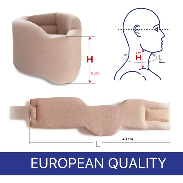 Toros-group Soft, 100% Cotton Neck Support Brace, Adjustable Cervical Collar,