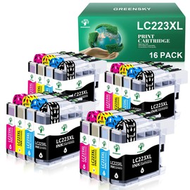 GREENSKY LC223 LC 223 Cartridges Compatible with Brother LC223 LC223 XL for Printer Cartridges Brother MFC-J5320DW DCP-J4120DW MFC-J4420DW MFC-J480DW MFC-J4620DW DCP-J562DW MFC-J4625DW MFC-J680DW