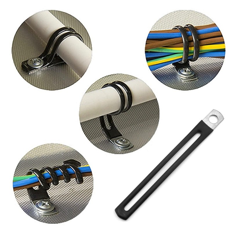 DGHAOP 10pcs Cable Clamp 100x10x6mm Insulated Clamp Carbon Steel Flexible