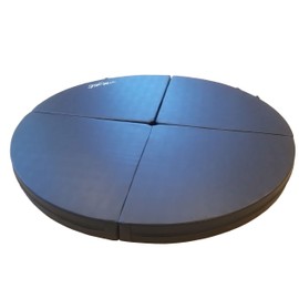 FitMats Circular Multi-Use Skid Proof Portable Dance Pole Crash Mat. 6 Foot Wide Pink/Black Exercise and Yoga Safety Cushion w/EPE Foam Padding & Pleather Covering for Superior Protection. (Black, 2 inch)