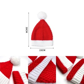Christmas Hat Knitted Santa Hat - Warm Winter Crochet Skull Beanie Wool Cap for Adults, Festive Woolen Christmas Hat for Men and Women, Cozy Holiday Accessory