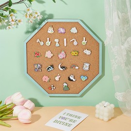 UNICRAFTALE Pin Board Octagon Cork Board Bulletin Display Board Cork Pin Board Cork Badge Display Blue Wall Mounted Cork Board for Brooch Pin Storage Office Home School Wall Decorations