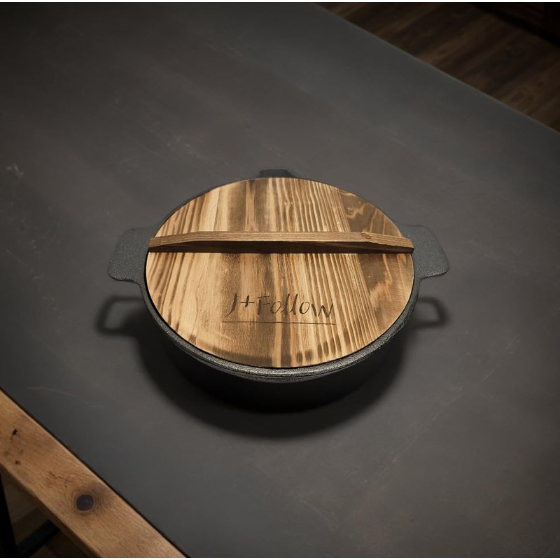 Cast Iron Hot Pot with Divider, 12.5 Inch Dual-Sided Shabu