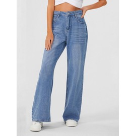 Genleck Baggy Jeans Women Loose Fit Wide Leg High Waisted Jean for Woman Oversized Y2K Pants Trendy (Light Blue,16)