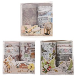 jojofuny 3sets Vintage Washi Stickers for Journaling Scrapbooking and Diary Decor Safe Easy to Use for Creative Crafts