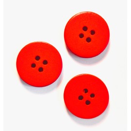 20 Elegant Wooden Buttons 20 mm (2.0 cm) Red Round Four Hole Buttons 2 mm Each Hole - 4-Hole Buttons for Crafts, Sewing, Sewing, Craft Buttons, Jacket Buttons, Coat Buttons