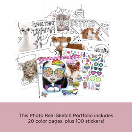 Fashion Angels Totally Pawsome Full Size Sketch Portfolio 12542 Pet Sketch Book, Photo Real Colouring Book