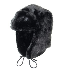 Epic Militaria Faux Fur Ushanka/Trapper Hat (Medium, Black)