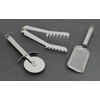com-four® 3-Piece Pizza and Pasta Set, Stainless Steel, Serving Tongs,