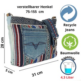 Sunsa Damen Taschen Umhängetasche Handtasche Canvas & Jeans. Große Boho Crossbody Tasche/bag Schultertasche, Geschenkideen für Frauen/Mädchen nachhaltige Produkte 52372