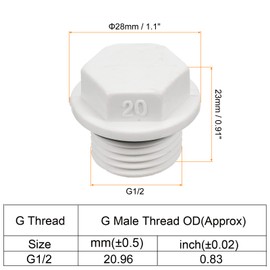 PATIKIL 8pcs G1/2 Male Hex Head Pipe Plug PVC Nut Cap Socket Hose Fitting Adapter Connector for Water Fuel Gas Pipe White