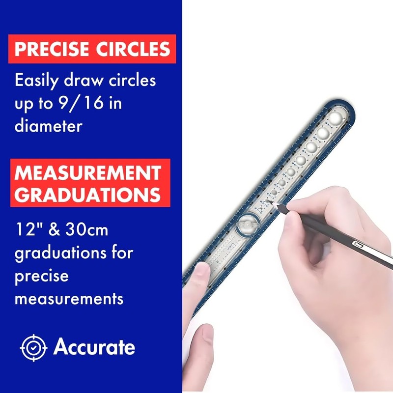 Helix - 2-in-1 Ruler - Integrated Circle Templates - Innovative