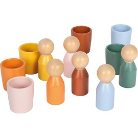 small foot Bicchieri Montessori con figure, in legno FSC® 100% certificato, gioco di ordinamento con 6 figure e 6 bicchieri, da 1 anno, 12813