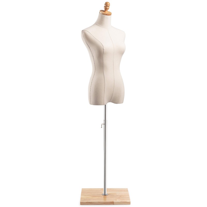 Female Display Dress Form Mannequin in Natural Canvas on Modern