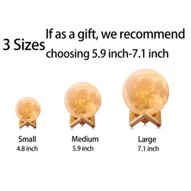 CPLA Moon Lamp 2024 Upgrade 128 Colors with Timing- 3D Printing Moon Night Light for Kids Adults- Valentines Day Gifts for Kids/Her/Women- Wooden Stand & Remote/Touch Control