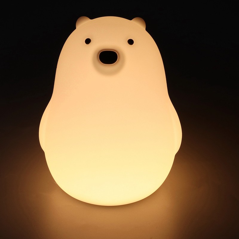 LED Night Light Cartoon White Bear Baby Pat Light USB