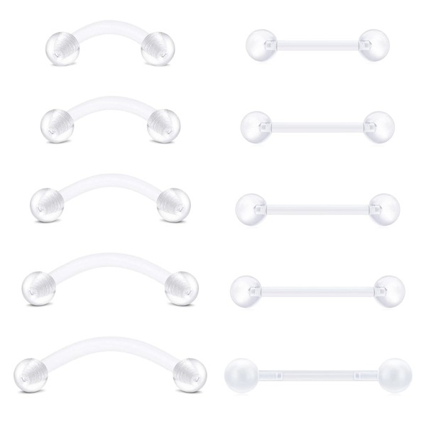 LAURITAMI Bioflex Tongue Piercing Curved Barbell Piercing Banana Plastic Eyebrow