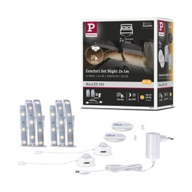 Paulmann 78894 LED Stripe MaxLED 250 Night Comfort Basic Set 1 m 2x 300 lm 60LEDs/m incl. 2x 4 Watt Light Strip Silver Plastic 2700 K