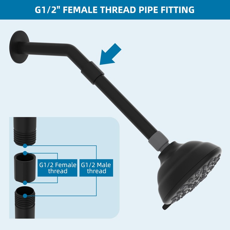 iFealClear Brass Pipe Fitting 1/2 inch G Female Thread, Shower