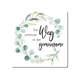 Interluxe Metal Sign 20 x 20 cm – Der schönste Weg ist der gemeinsame – Eucalyptus – Gift for Wedding, Partner, Siblings, Marriage, Friendship