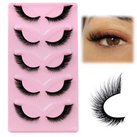 Fox Eyelashes, 5 Pairs of Cat Eye Eyelashes, 7-13 mm, Natural Eyelashes, L Curl Lash Extension Effect, Wispering Thick Eyelashes, Cat Eye, Fox Eye Lashes (F30)