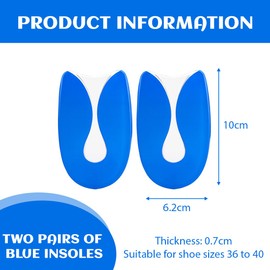JEYORZY Fersensporn Einlagen, Achillessehne Einlegesohlen, Fersensporn Einlagen Gel, Fersenkissen für Schuhe, Geleinlagen Ferse, Damen, Herren, Kinder, Silikon Fersenkeil, Fersenpolster Gelsohlen-Blu