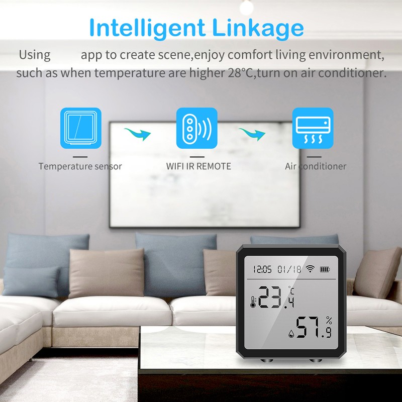 Temperature and Humidity Sensor Smart WiFi Indoor Hygrometer Thermometer with