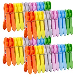 Senbowe 48 Pack Colorful Plastic Clothespins,Heavy Duty Clothes Pins Clips with Springs,Non-Slip Clips for Hanging Clothes,Towels,Crafts,Picture Clips Food Package Clips,Air-Drying Clothing Pin Set