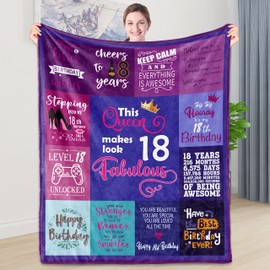Shoppawhile 18th Birthday Gifts for Girls Flannel Blanket 51 * 59inch 18th Birthday Presents for Her Daughter Niece Sister 18th Birthday