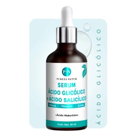Pureza Natur Serum Facial Ácido Glicólico + Salicílico Hidratante | Suero Antiedad Con Aha, Bha, Acido Hialurónico Reductor De Sebo 50ml