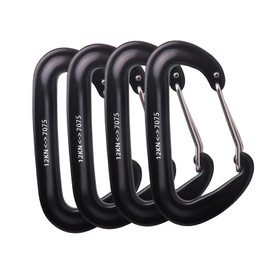 Pack of 4 Carabiner Hooks, Carabiner with 1200 kg Load Capacity, Carabiner Hook with Key Chain/Screw Cap, Heavy Duty Screw Carabiner, D Shape Carabiner Set for Hammocks, Camping, Hiking, Fishing