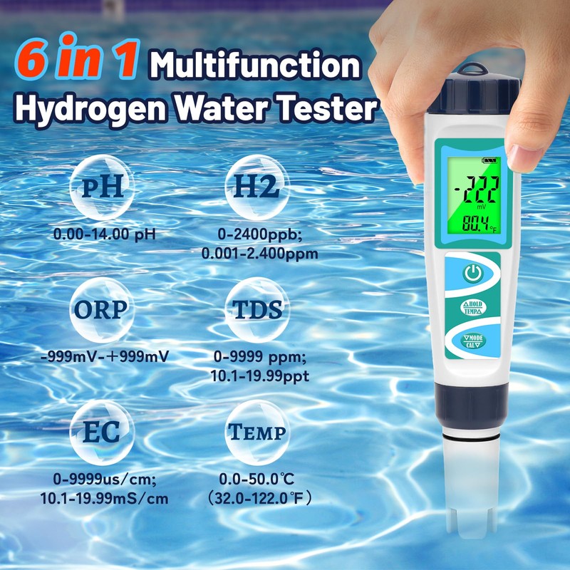ORAPXI Hydrogen Water Tester pH Meter for Drinking Water Multi-Functional