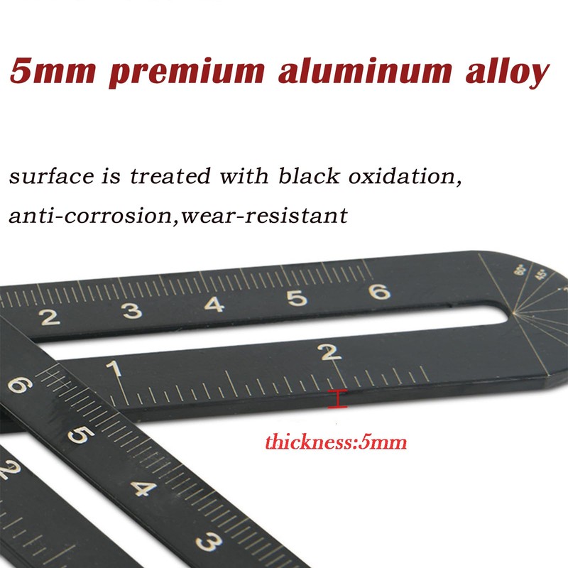 Lyshujli Multi-Angle Measuring Ruler,16-Sided Angle Measurement,Tile Holes Measure Ruler,Aluminum Alloy