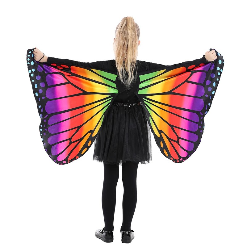 Seasons Kids Butterfly Cape Wings, One Size,Rainbow, W10351