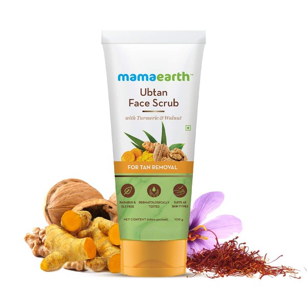 Mamaearth Ubtan Scrub For Face with Turmeric & Walnut for Tan Removal - 100g