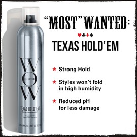COLOR WOW Texas Hold 'Em Big Hold Hairspray- Hair Spray Extra Hold for all-day style |Heat protection spray for hair + UV protection|Anti humidity spray for hair |No Crunch or Flake| brushable finish