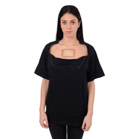 USBD Premium Port Access Chemo Tshirt Recovery Dual Access Tee Side Open Shirt (X-Large, Black/Women)