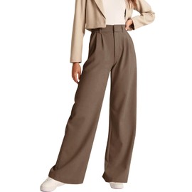 NIMIN High Waisted Pants for Women Loose Vintage Business Casual Pants Trousers with Pockets 2024 Fall Clothes Tawny Medium