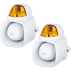 Seco-Larm SH-816S-SQ/A Pack of 2 Enforcer Self-Contained Siren with Strobe Lights, Amber Light, 120dB Warble-Tone Siren, Audio Input for Broadcasting Messages Or Audio Playback, IP65 Weatherproof