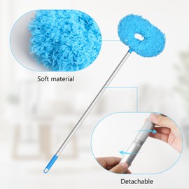 Eunice Ceiling Fan Duster with Extension Pole, Adjustable and Removable Fan Cleaner Blade for High Ceiling, Fan Cleaner for Window Door Furniture (Blue-2 Pack)