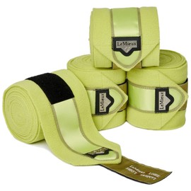 LeMieux Loire Polo Exercise Bandages in Kiwi with Zipped Case - Satin End Detail - 3.8 m Long - Soft Fleece Protection Wraps - Pack of 4 - Pony